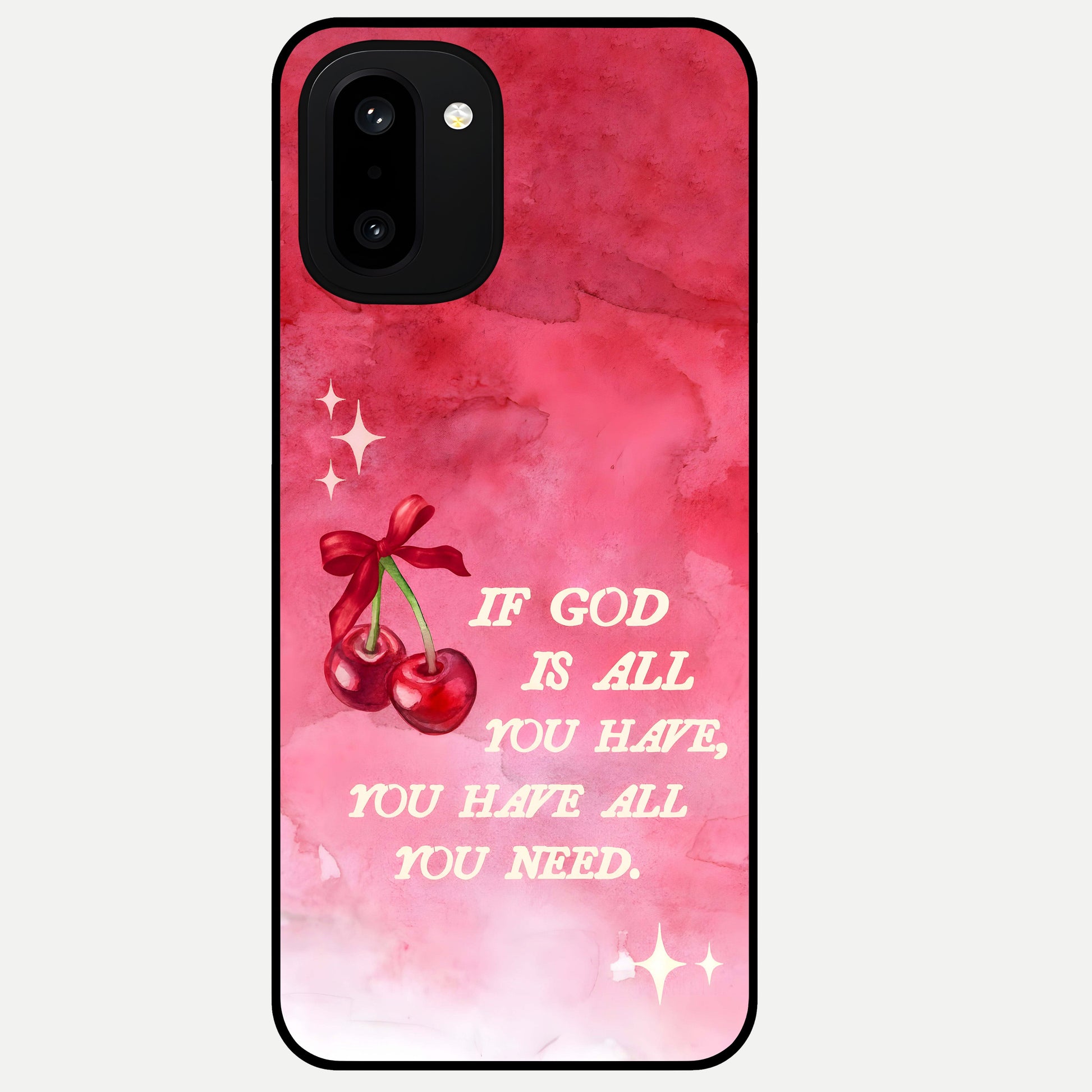  Cherry Quote Glass Case For Oneplus 15R back cover – full design glossy printed glass finish