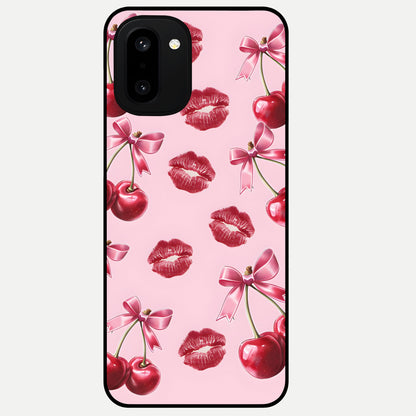  Cherry With Lips Glass Case For Oneplus 15R back cover – full design glossy printed glass finish