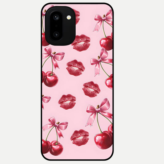  Cherry With Lips Glass Case For Oneplus 15R back cover – full design glossy printed glass finish