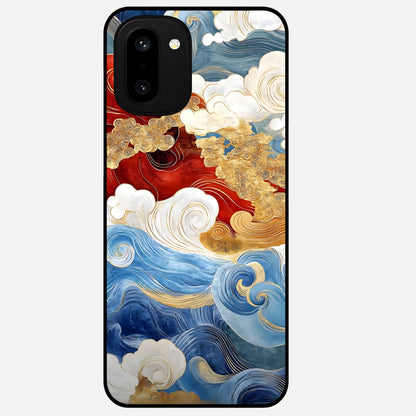  Colored Waves Glass Case For Oneplus 15R back cover – full design glossy printed glass finish