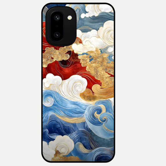 Colored Waves Glass Case For Oneplus 15R back cover – full design glossy printed glass finish