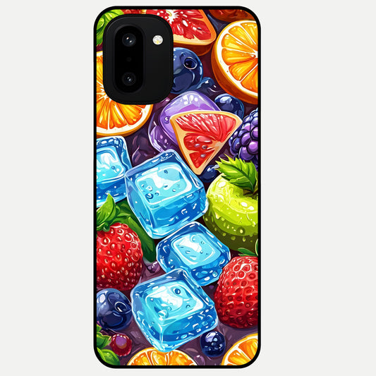  Colorful Fruits with Ice Glass Case For Oneplus 15R back cover – full design glossy printed glass finish