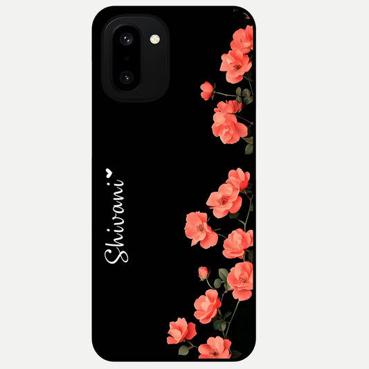  Crimson Bloom Grace Custom Name Glass Case For Oneplus 15R back cover – full design glossy printed glass finish