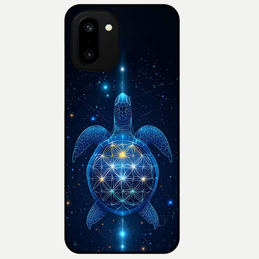 Crimson Blue Turtle Glass Case For Oneplus 15R back cover – full design glossy printed glass finish