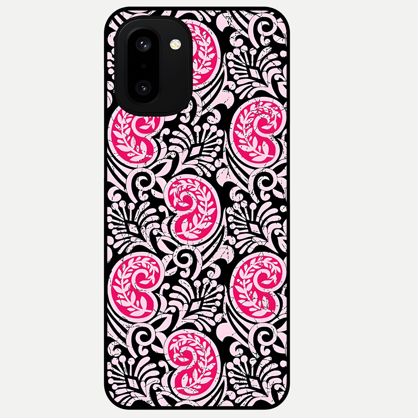  Crimson Paisley Charm Glass Case For Oneplus 15R back cover – full design glossy printed glass finish