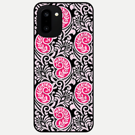  Crimson Paisley Charm Glass Case For Oneplus 15R back cover – full design glossy printed glass finish