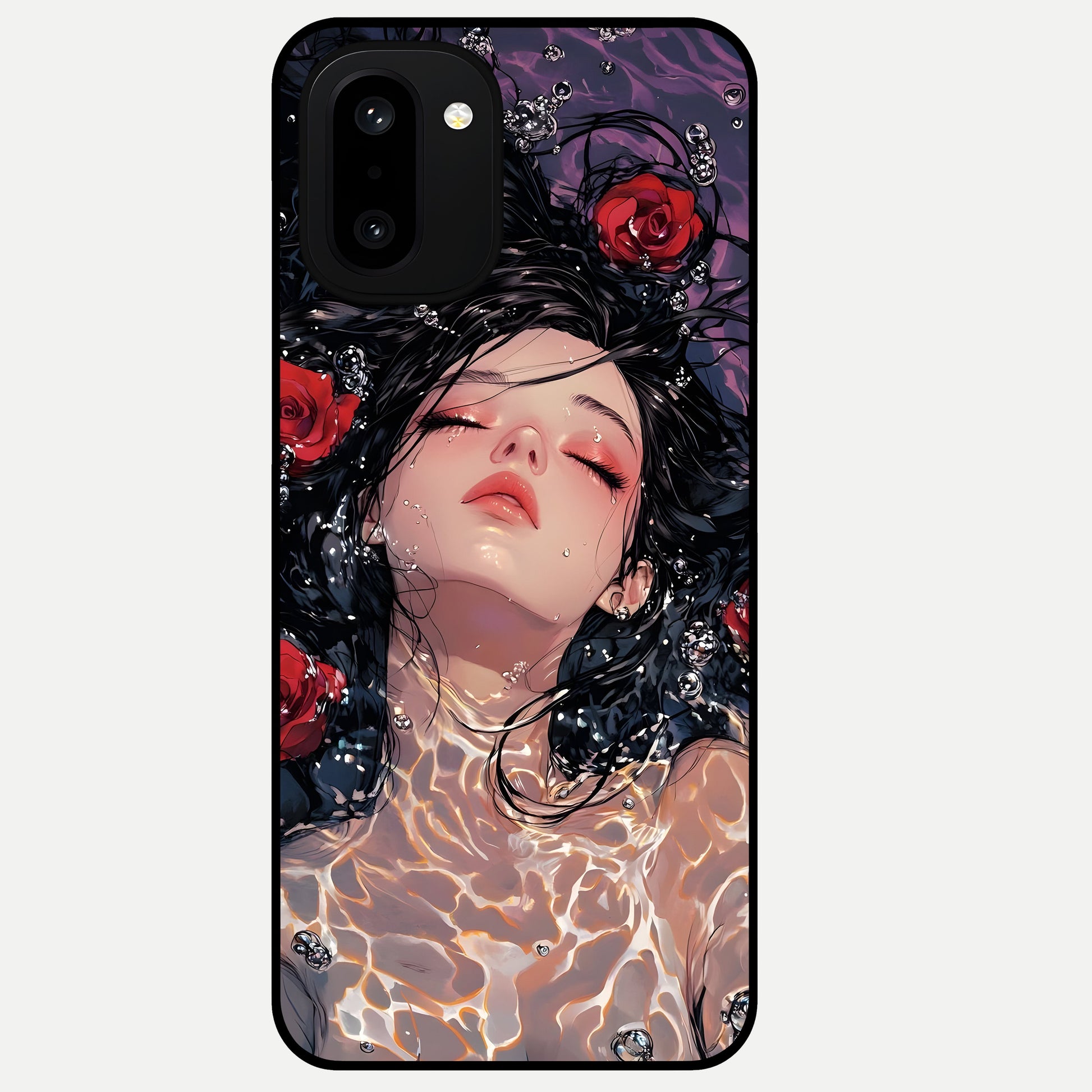  Crimson Rose Serenity Glass Case For Oneplus 15R back cover – full design glossy printed glass finish