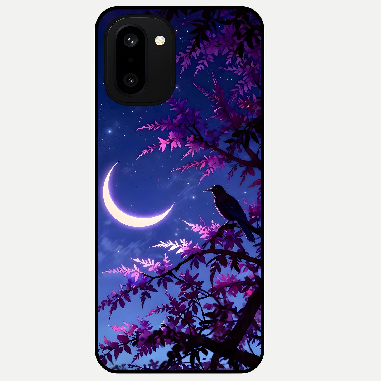  Crow And Moon Scenery Glass Case For Oneplus 15R back cover – full design glossy printed glass finish