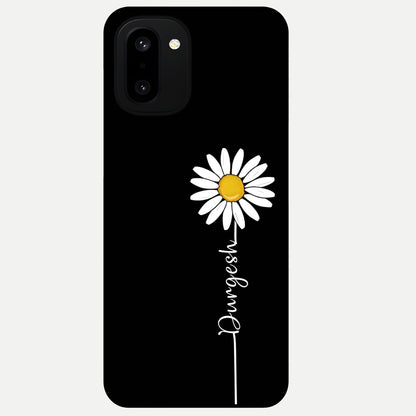  Custom Name White Flower Glass Case For Oneplus 15R back cover – full design glossy printed glass finish