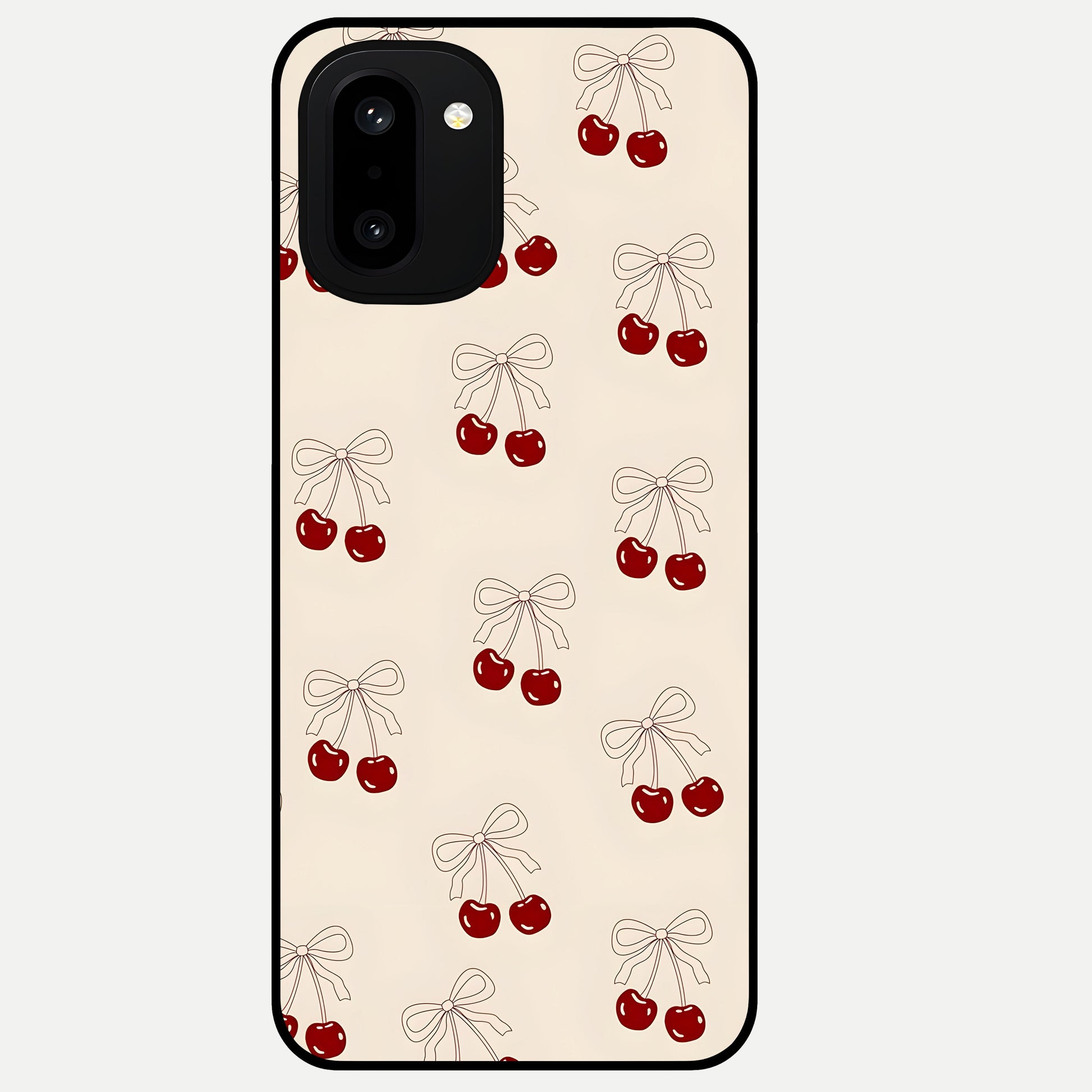  Cute Cherry Pattern Glass Case For Oneplus 15R back cover – full design glossy printed glass finish