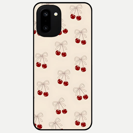  Cute Cherry Pattern Glass Case For Oneplus 15R back cover – full design glossy printed glass finish