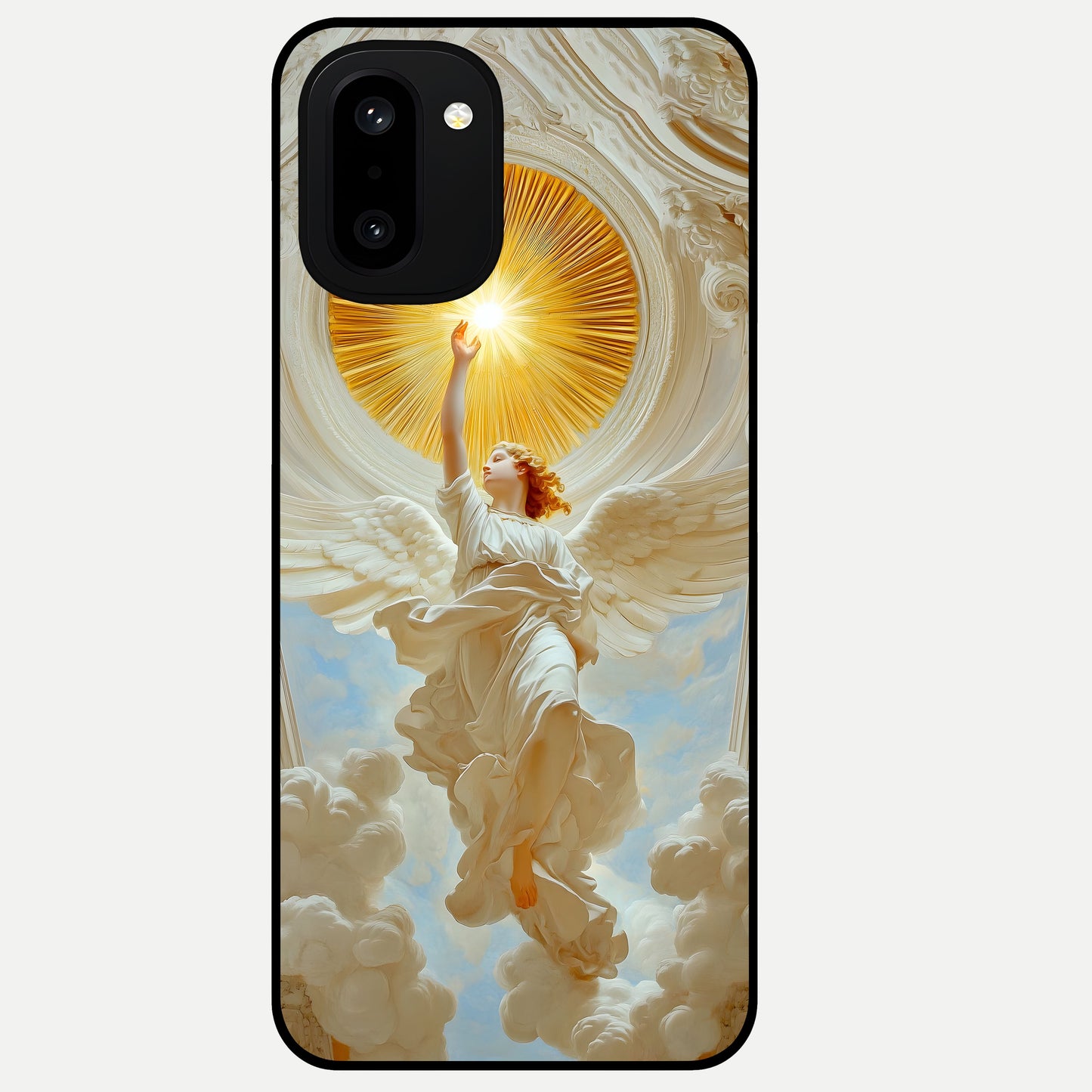  Divine Light Angel Glass Case For Oneplus 15R back cover – full design glossy printed glass finish