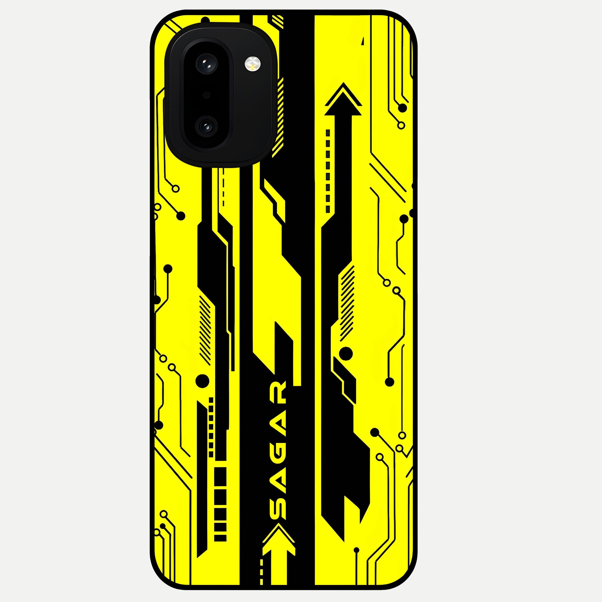  Electric Pulse CYBERPUNK Custom Name Glass Case For Oneplus 15R back cover – full design glossy printed glass finish