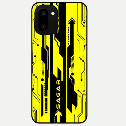  Electric Pulse CYBERPUNK Custom Name Glass Case For Oneplus 15R back cover – full design glossy printed glass finish