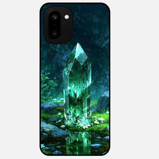  Emerald Light Crystal Glass Case For Oneplus 15R back cover – full design glossy printed glass finish