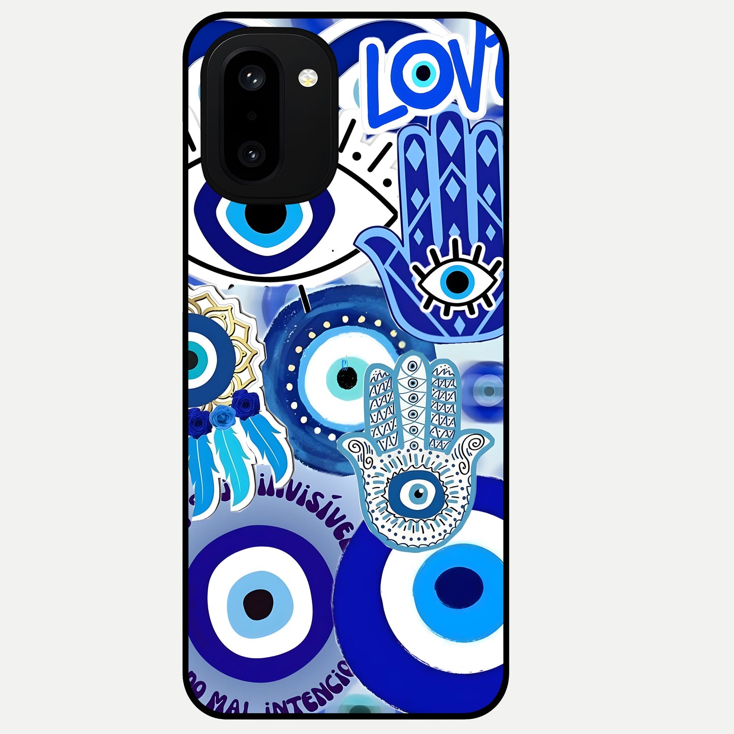  Evil Eyes Dream Glass Case For Oneplus 15R back cover – full design glossy printed glass finish