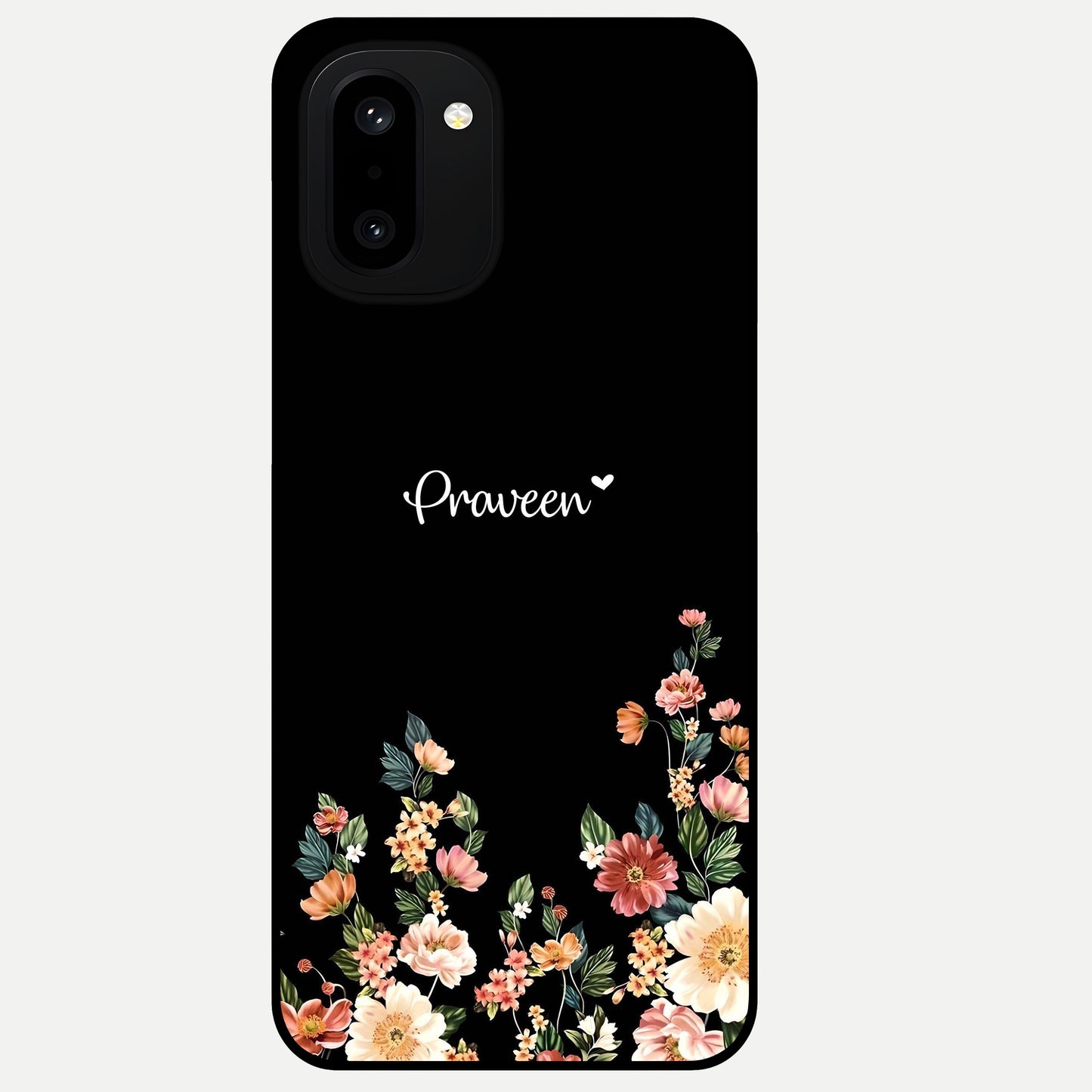  Floral Design Personalized Custom Name Glass Case For Oneplus 15R back cover – full design glossy printed glass finish