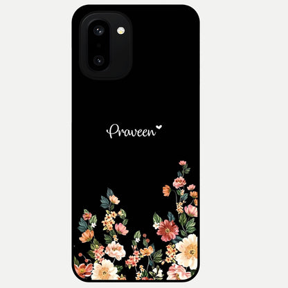  Floral Design Personalized Custom Name Glass Case For Oneplus 15R back cover – full design glossy printed glass finish