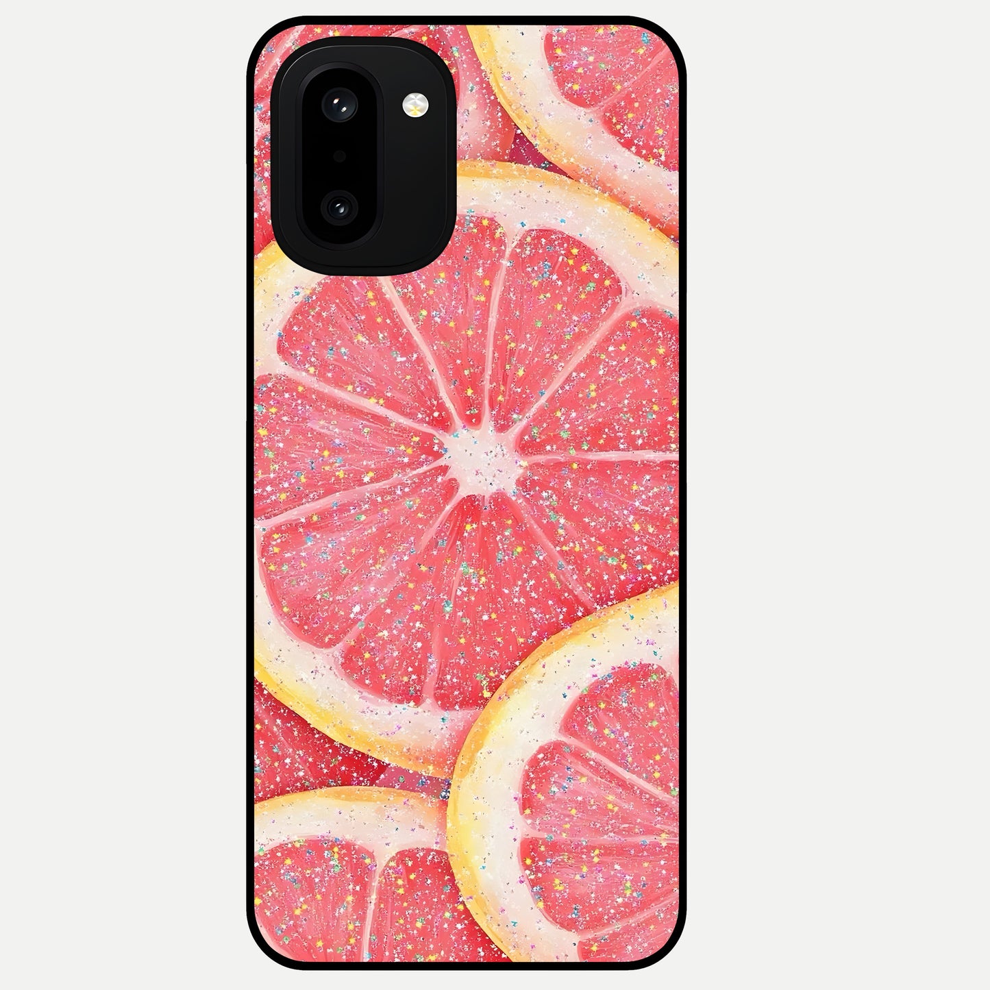  Glitter Grapefruit Glass Case For Oneplus 15R back cover – full design glossy printed glass finish