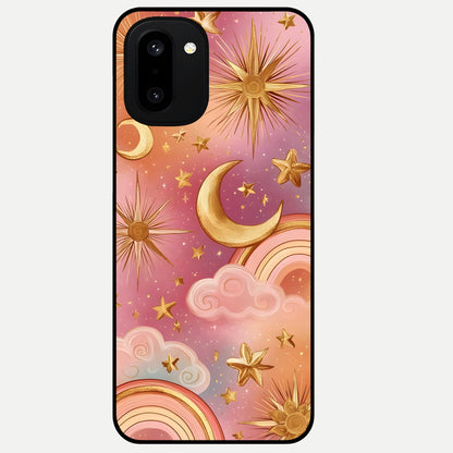  Golden Celestial Dreams Glass Case For Oneplus 15R back cover – full design glossy printed glass finish