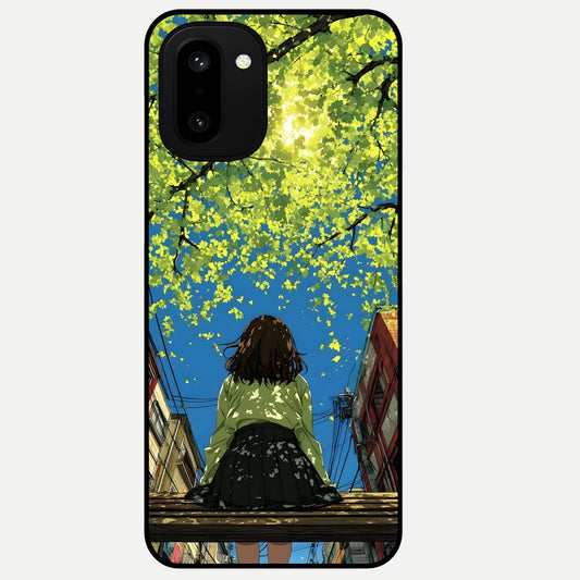  Golden Leaves Glow Glass Case For Oneplus 15R back cover – full design glossy printed glass finish