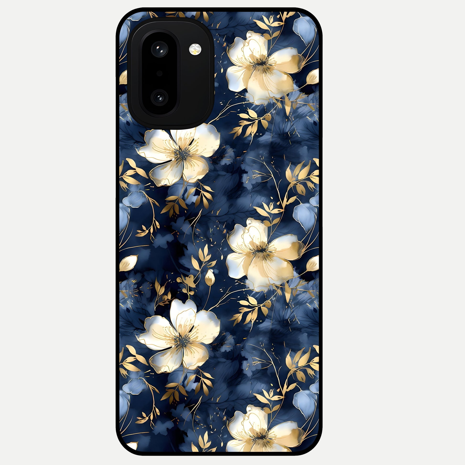  Golden Midnight Bloom Glass Case For Oneplus 15R back cover – full design glossy printed glass finish