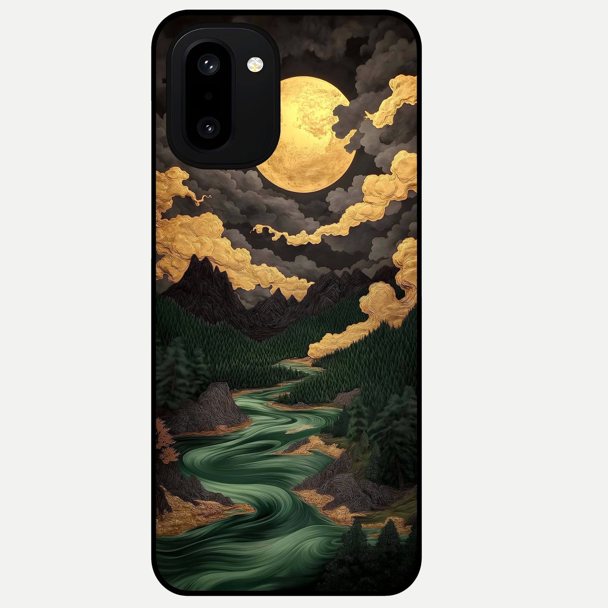  Golden River Moon Glass Case For Oneplus 15R back cover – full design glossy printed glass finish