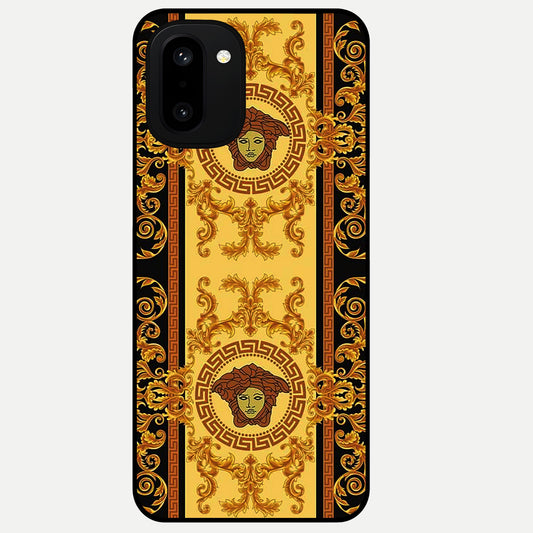  Golden Royal Heritage Glass Case For Oneplus 15R back cover – full design glossy printed glass finish