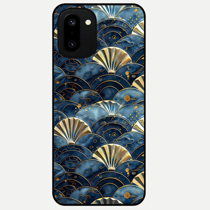 Golden Wave Luxe Glass Case For Oneplus 15R back cover – full design glossy printed glass finish