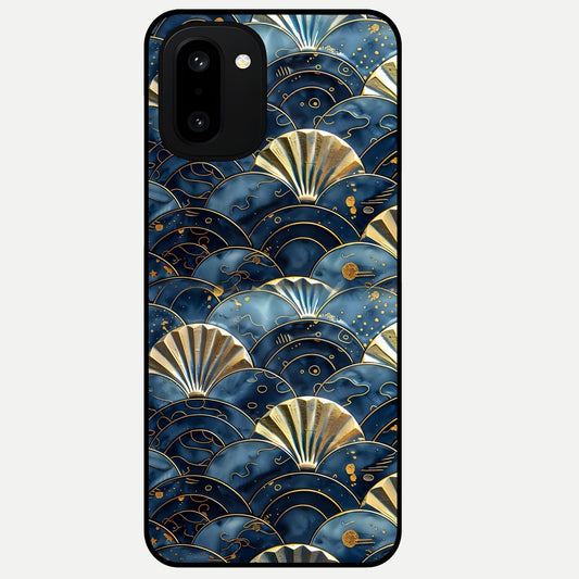  Golden Wave Luxe Glass Case For Oneplus 15R back cover – full design glossy printed glass finish
