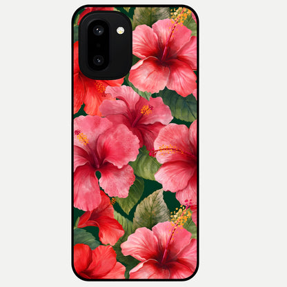  Hibiscus Pattern Glass Case For Oneplus 15R back cover – full design glossy printed glass finish