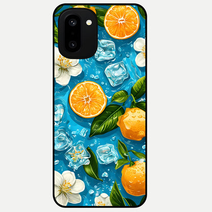  Ice Cube With Orange Glass Case For Oneplus 15R back cover – full design glossy printed glass finish