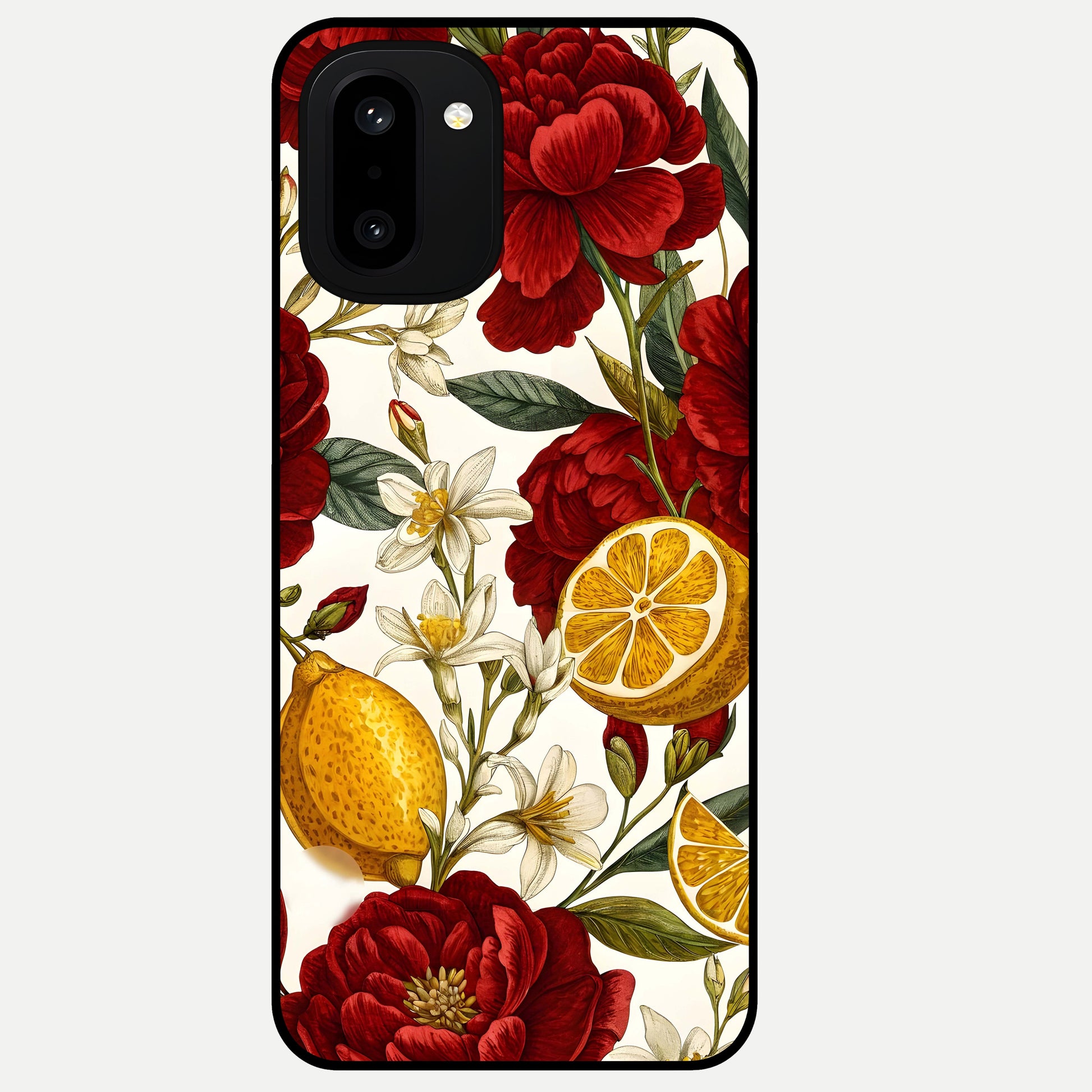  Lemon Rose Charm Glass Case For Oneplus 15R back cover – full design glossy printed glass finish