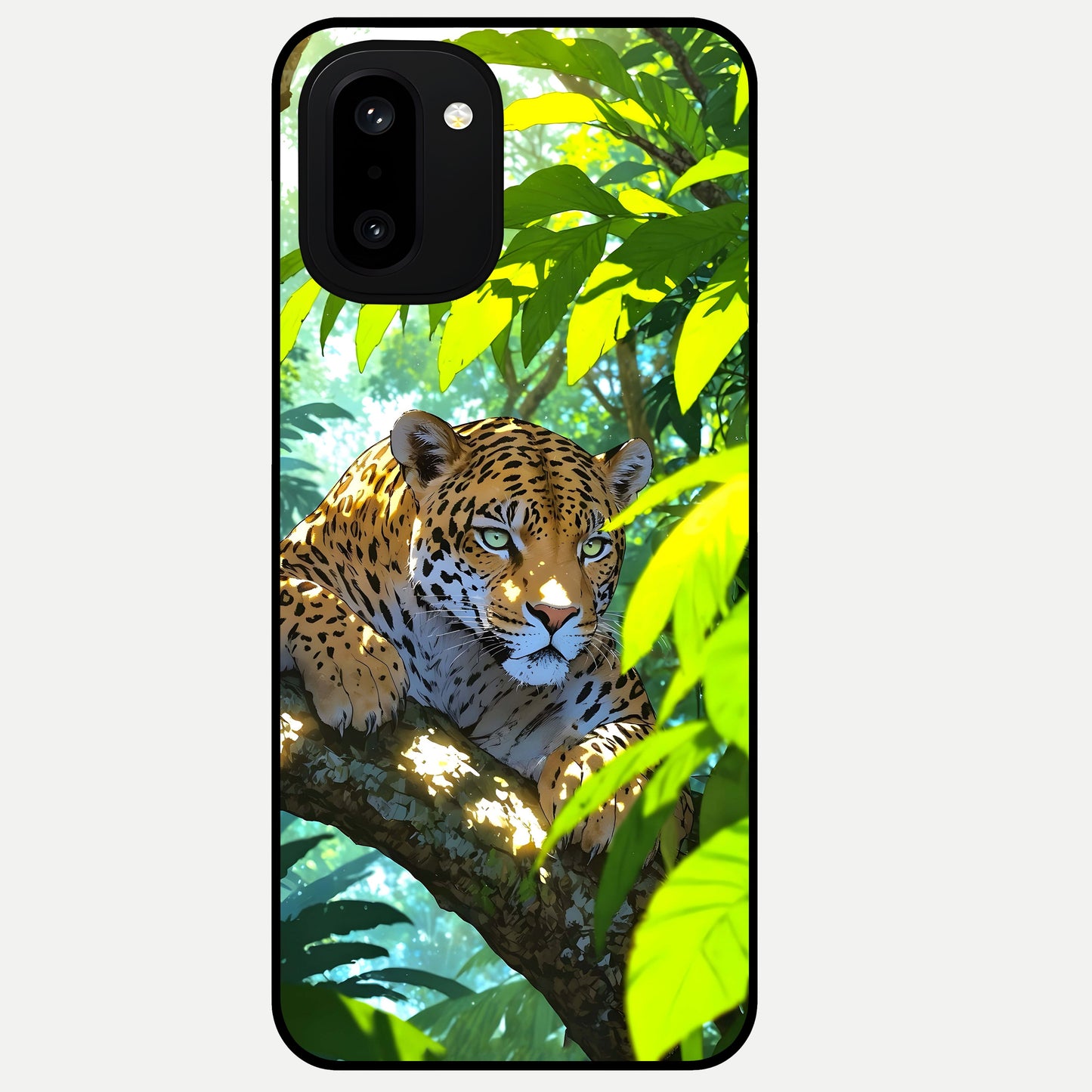  Leopard in Jungle Glass Case For Oneplus 15R back cover – full design glossy printed glass finish