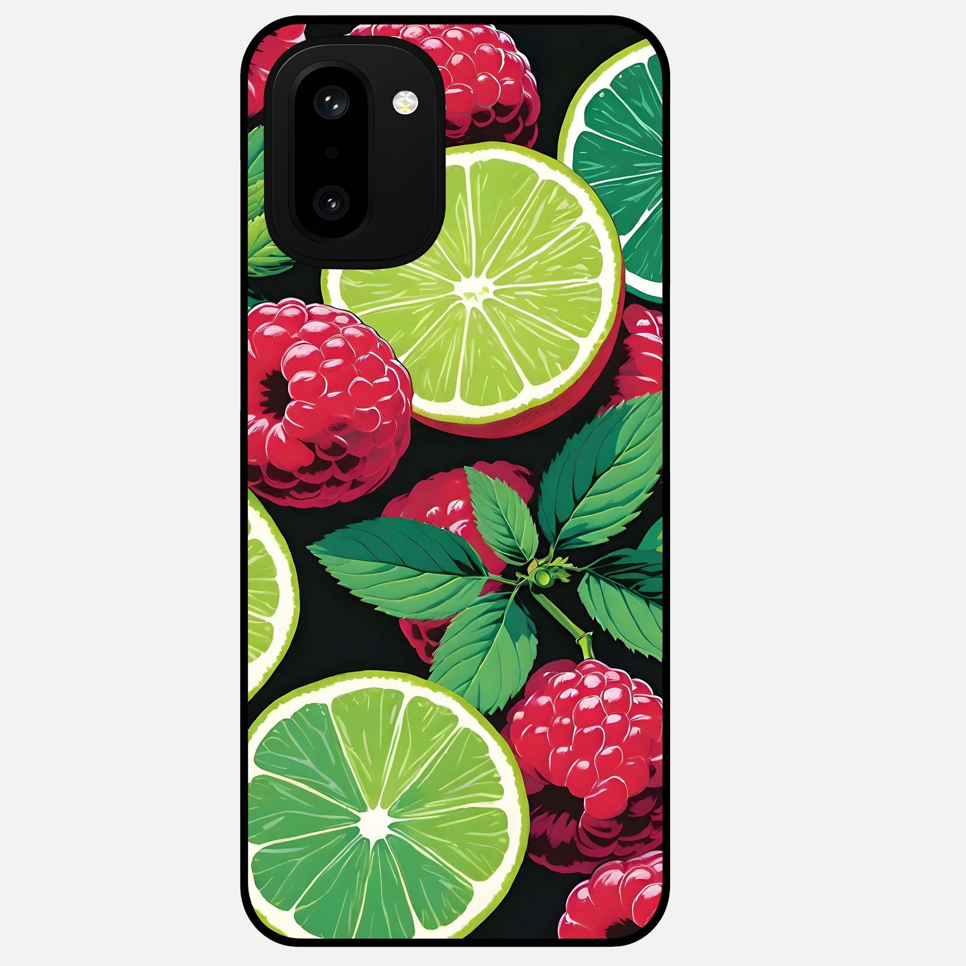  Lime and Raspberry Pattern Glass Case For Oneplus 15R back cover – full design glossy printed glass finish