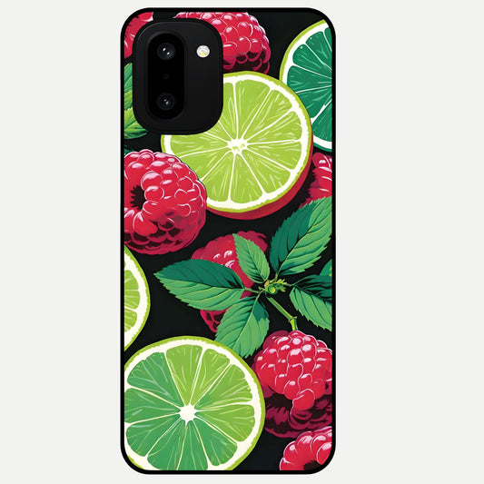  Lime and Raspberry Pattern Glass Case For Oneplus 15R back cover – full design glossy printed glass finish