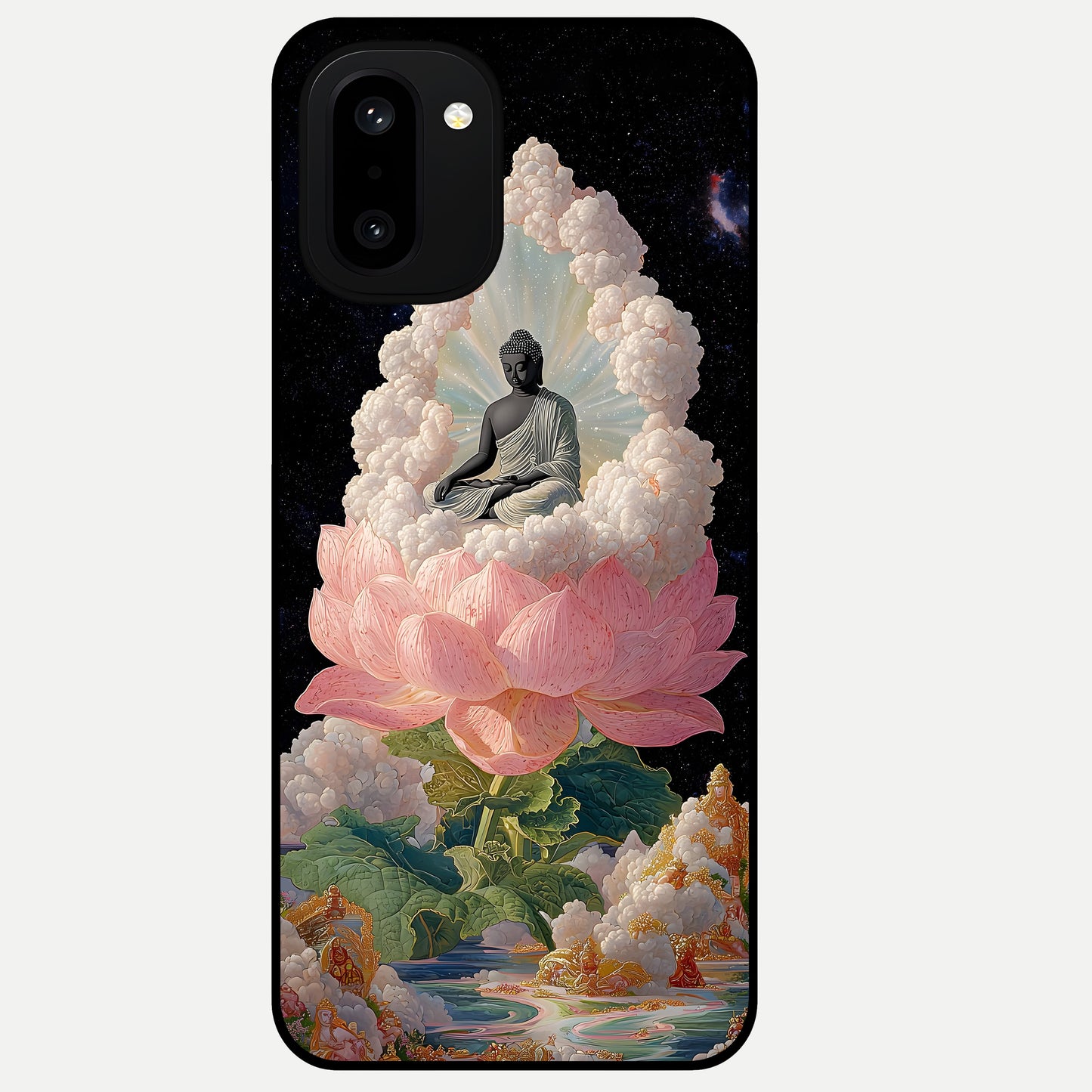  Lotus Divine Peace Glass Case For Oneplus 15R back cover – full design glossy printed glass finish