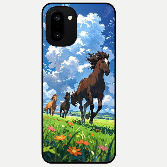 Majestic Horses Galloping Glass Case For Oneplus 15R back cover – full design glossy printed glass finish