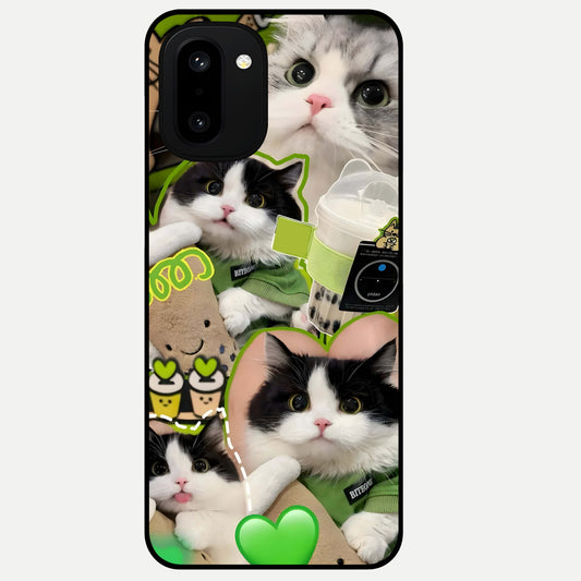  Matcha Cats Mood Glass Case For Oneplus 15R back cover – full design glossy printed glass finish