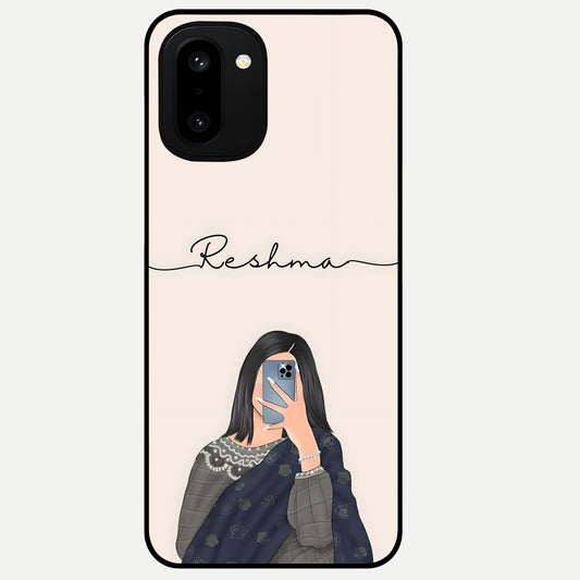  Mirror Mood Muse With Custom Name Glass Case For Oneplus 15R back cover – full design glossy printed glass finish