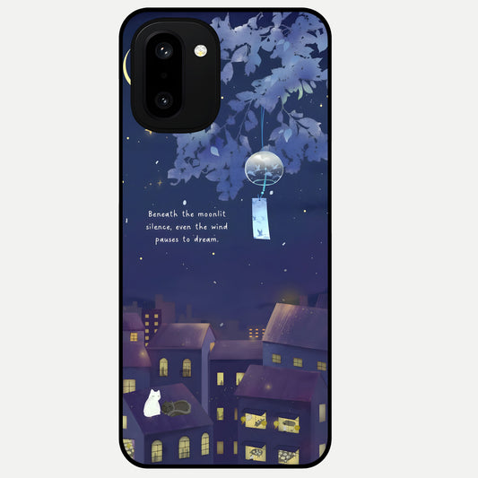  Moonlit Cat Silence Glass Case For Oneplus 15R back cover – full design glossy printed glass finish