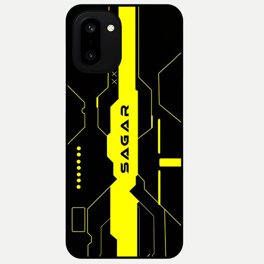  Neon CYBERPUNK Custom Name Glass Case For Oneplus 15R back cover – full design glossy printed glass finish
