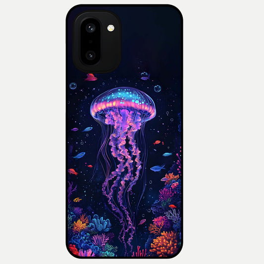  Neon Jellyfish Glass Case For Oneplus 15R back cover – full design glossy printed glass finish