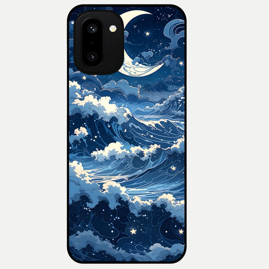  Ocean Moon Waves Glass Case For Oneplus 15R back cover – full design glossy printed glass finish