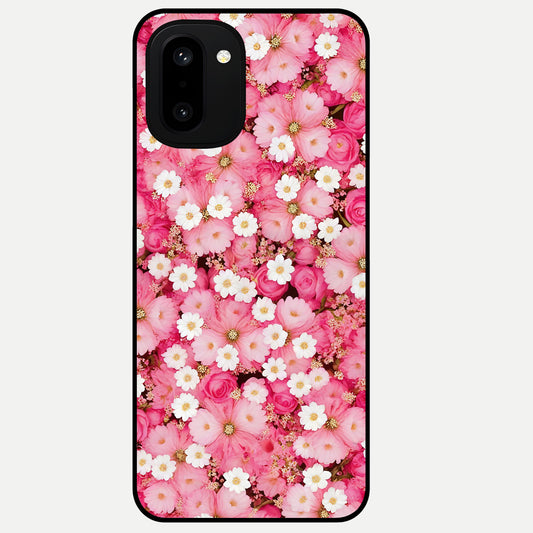  Pink Daisy Bliss Glass Case For Oneplus 15R back cover – full design glossy printed glass finish