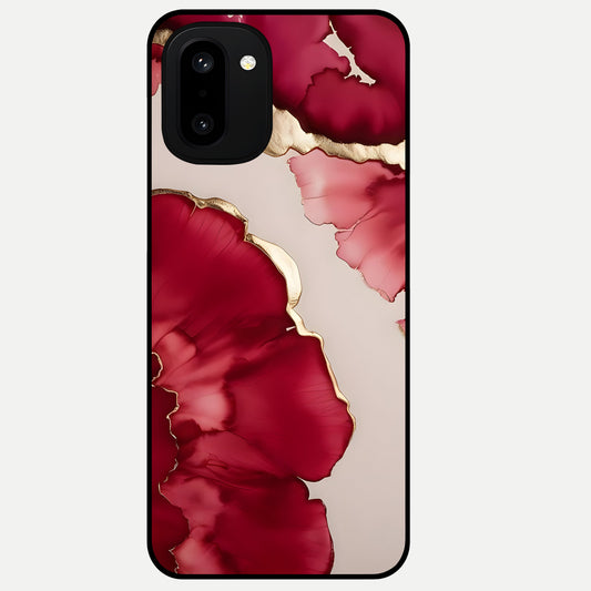  Pink And White Marble Glass Case For Oneplus 15R back cover – full design glossy printed glass finish