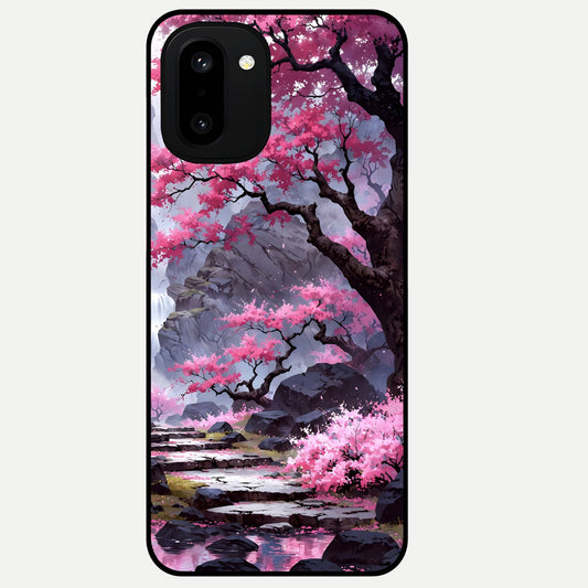  Pink Sunflower Glow Glass Case For Oneplus 15R back cover – full design glossy printed glass finish
