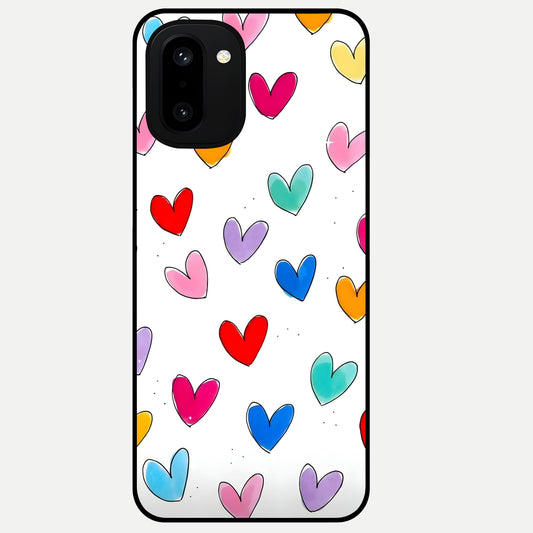  Playful Love Doodles Glass Case For Oneplus 15R back cover – full design glossy printed glass finish