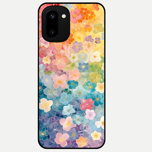  Rainbow Blossom Burst Glass Case For Oneplus 15R back cover – full design glossy printed glass finish