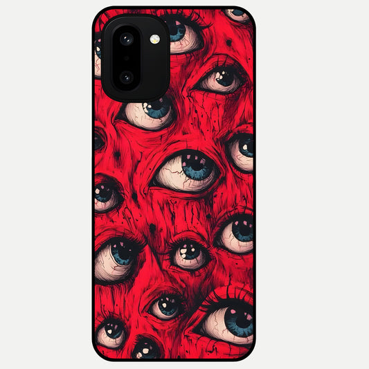  Red Eyes Pattern Glass Case For Oneplus 15R back cover – full design glossy printed glass finish